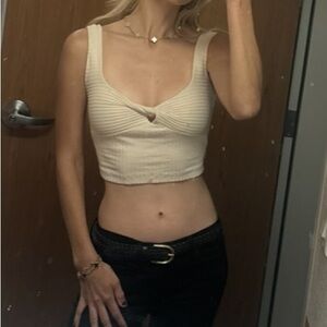 Cream Cropped Tank Top